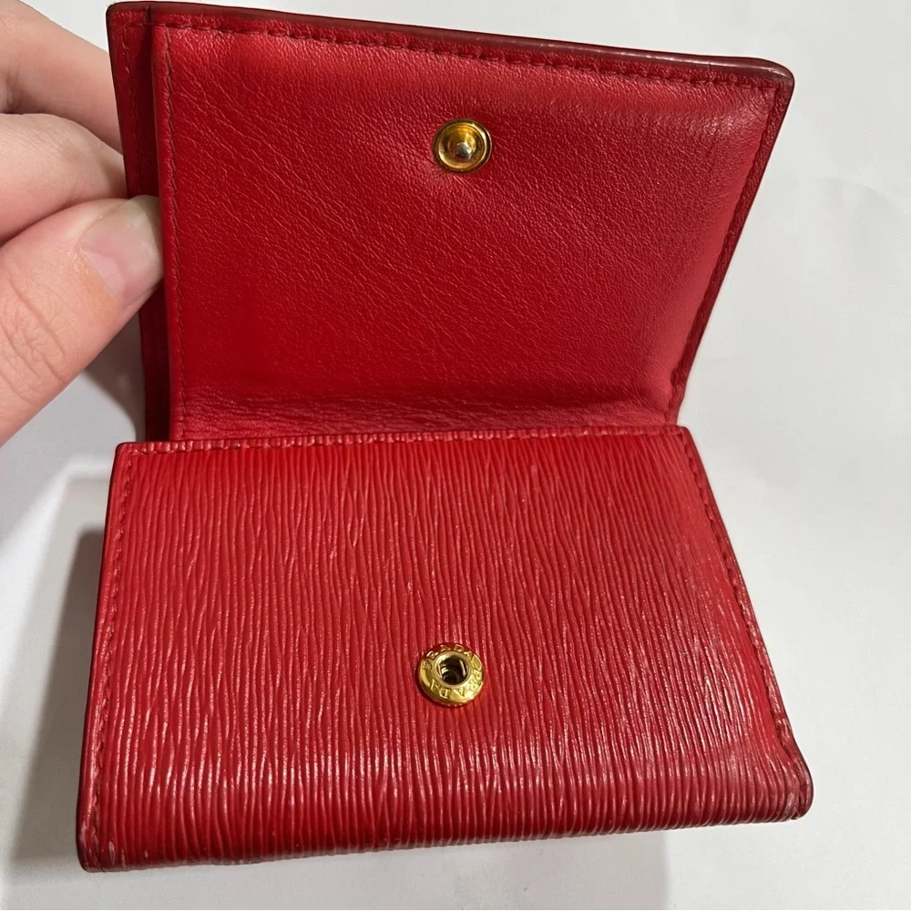 PRADA Compact Wallet Tri-fold Leather Vitello Move Mini